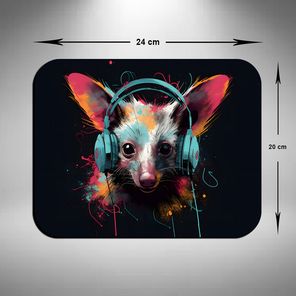 Aye-aye Wearing Headphones Mouse Mat