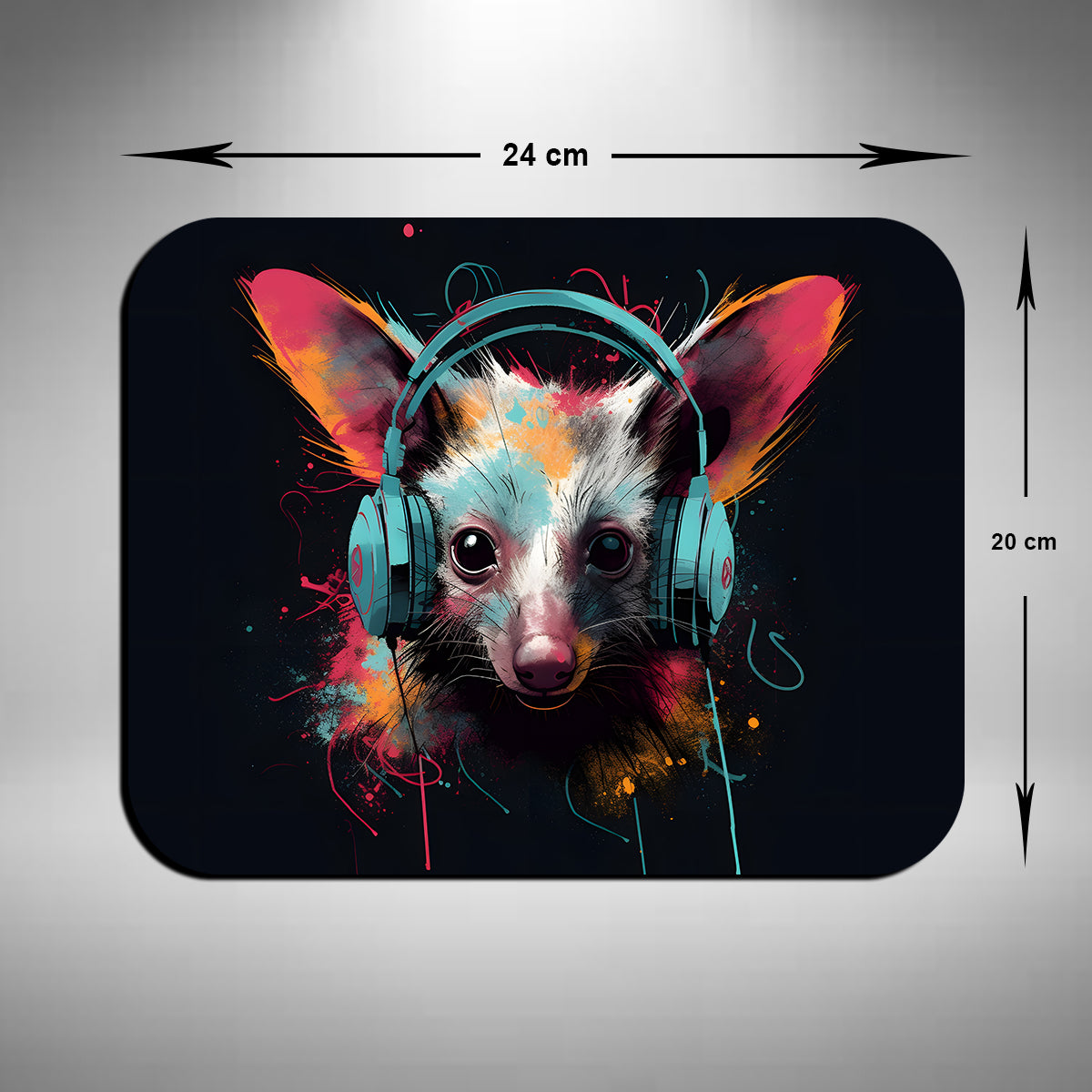 Aye-aye Wearing Headphones Mouse Mat