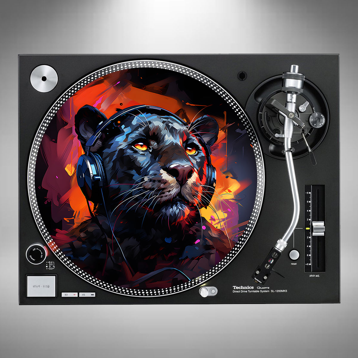 Black Panther Wearing Headphones Slipmats