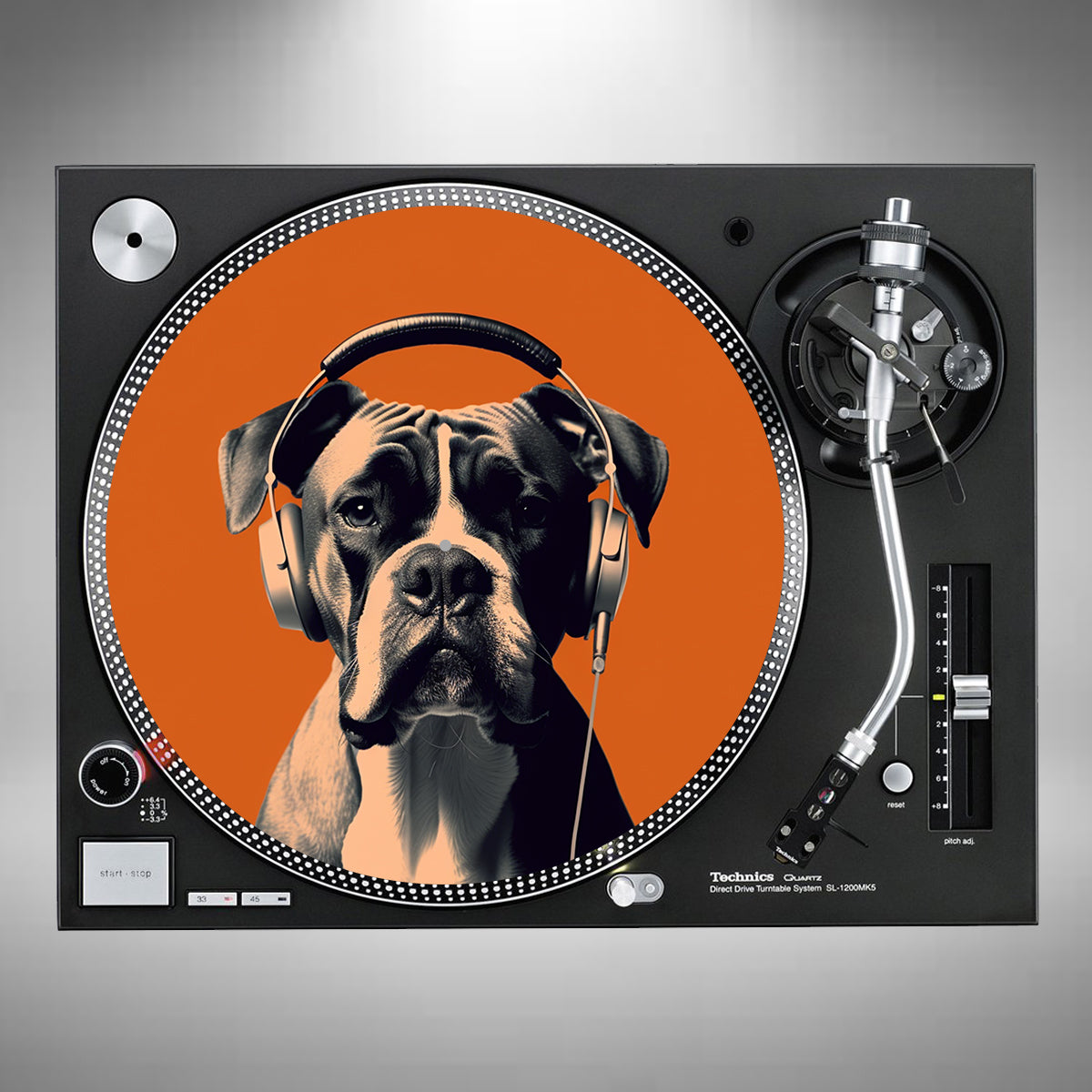 Boxer Dog Wearing Headphones Slipmats