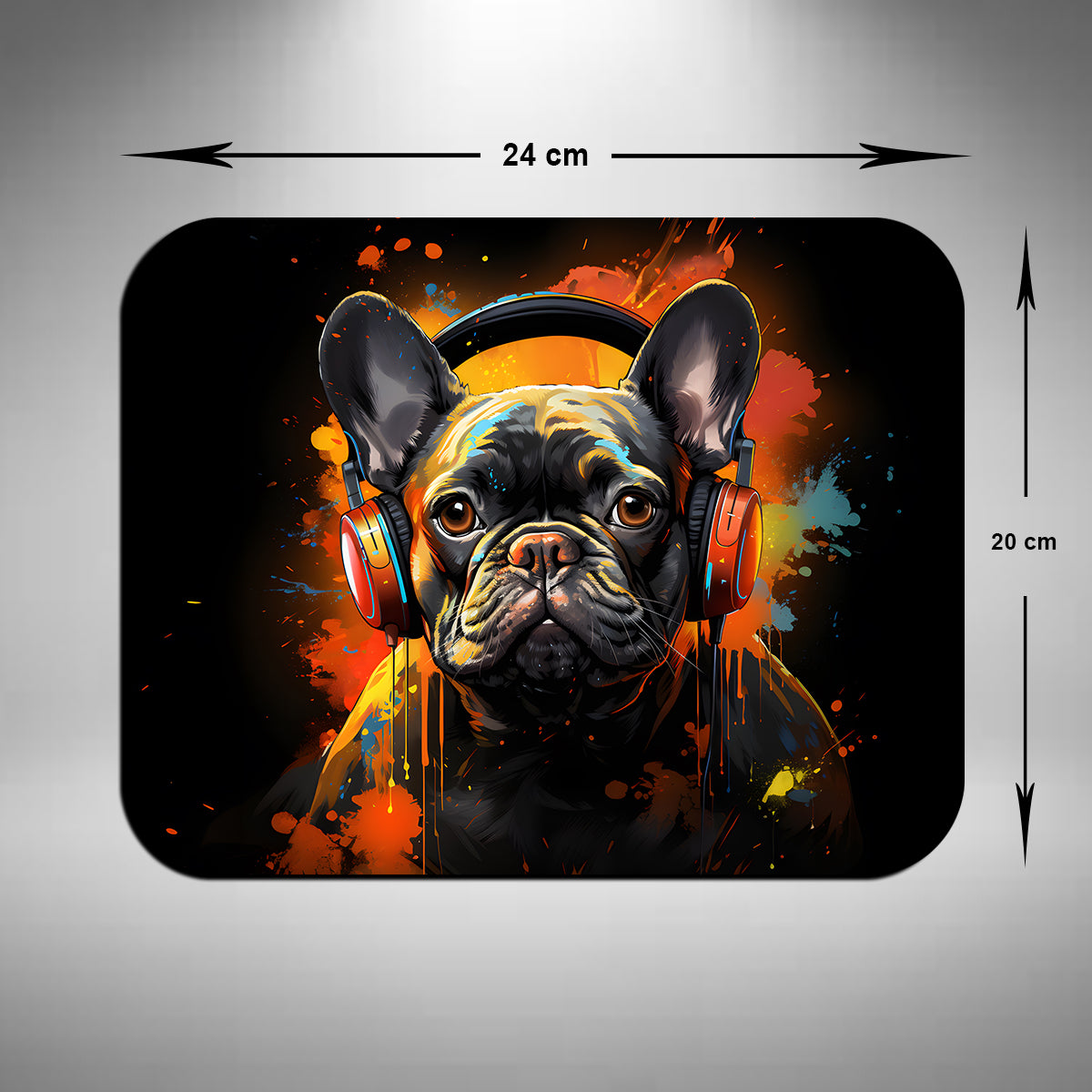 Brown French Bulldog Wearing Headphones Mouse Mat