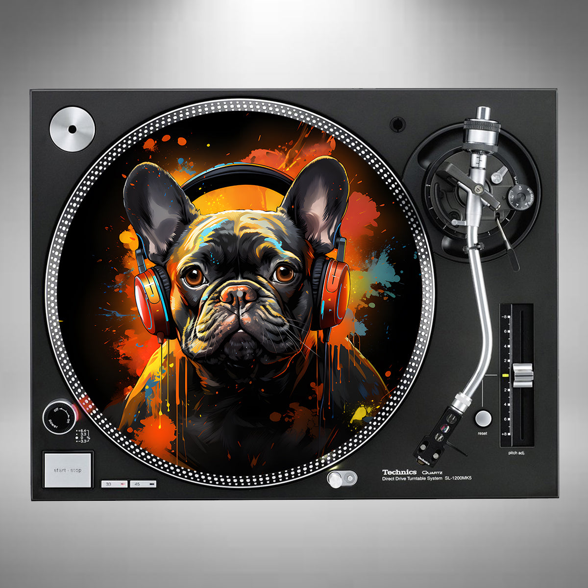 Brown French Bulldog Wearing Headphones Slipmats
