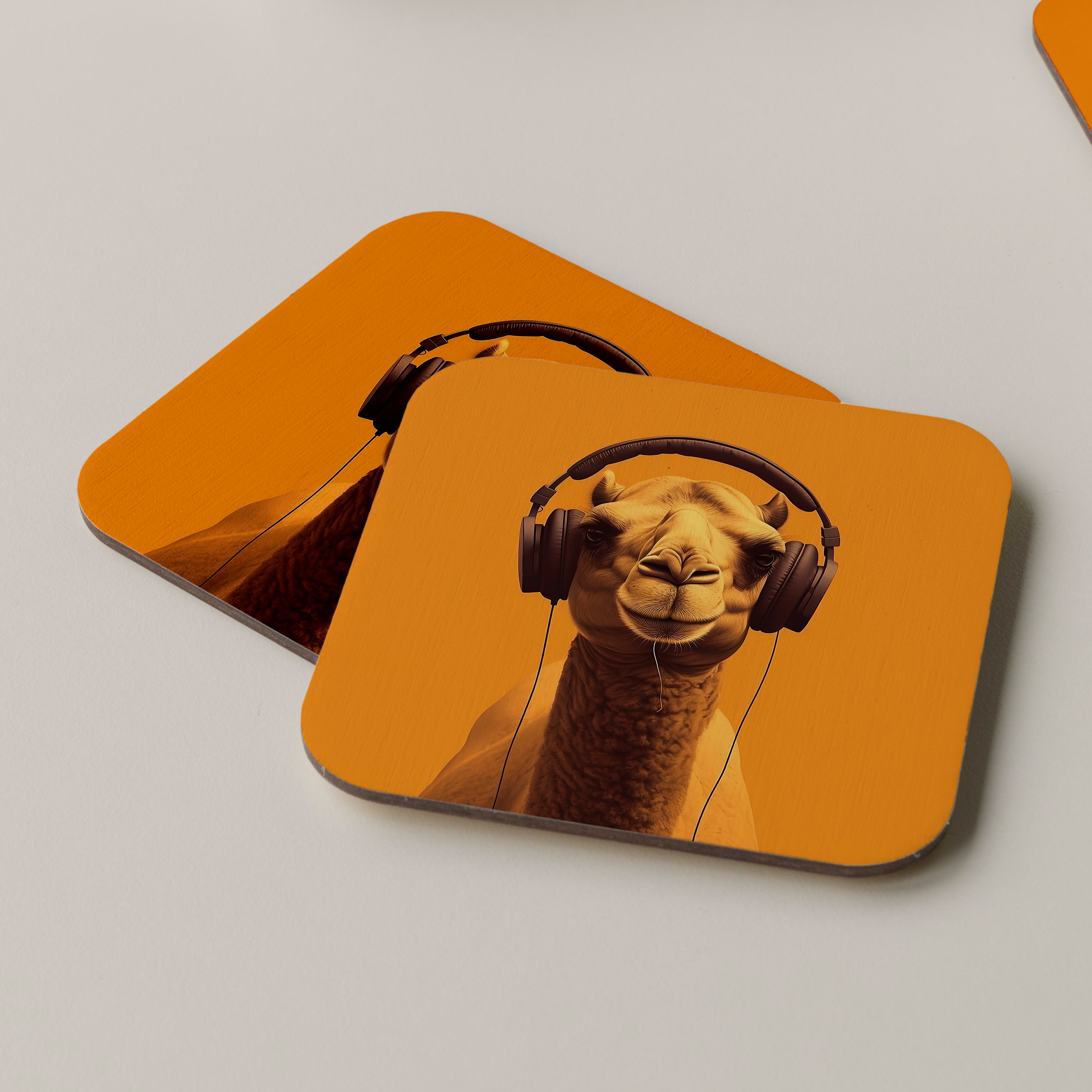 Camel Wearing Headphones Coasters