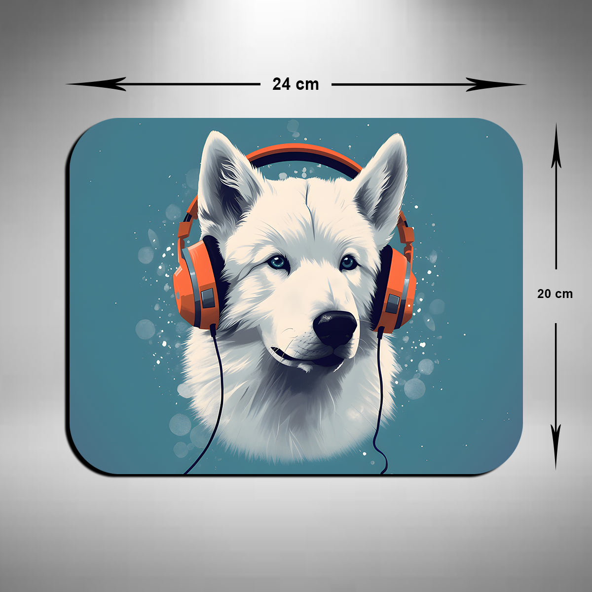 Canadian Eskimo Dog Wearing Headphones Mouse Mat