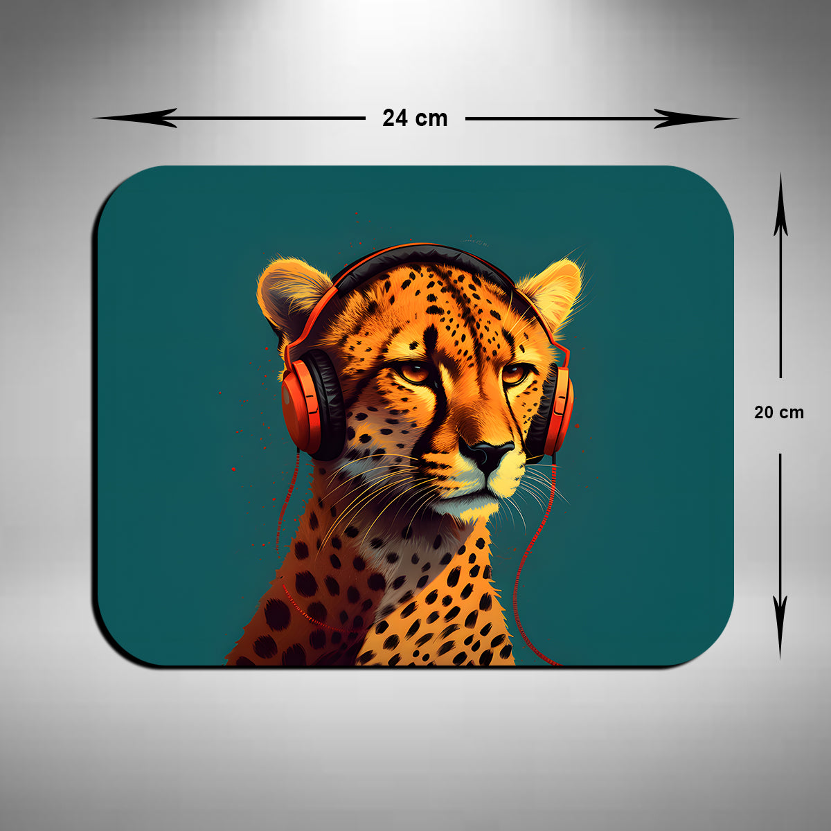 Cheetah Wearing Headphones Mouse Mat