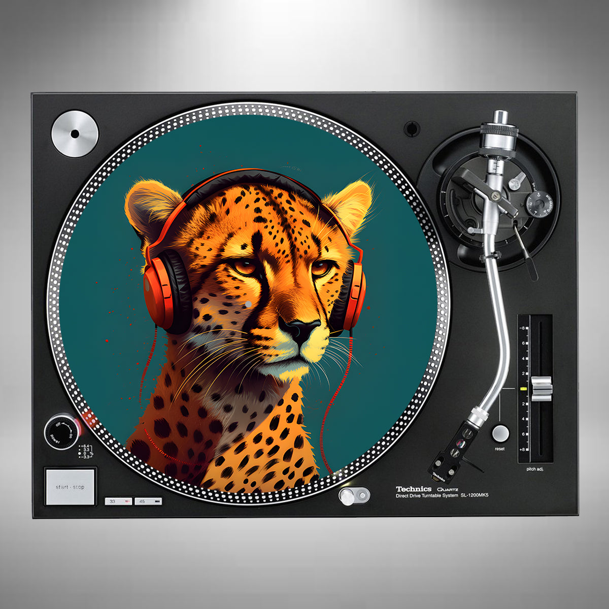 Cheetah Wearing Headphones Slipmats