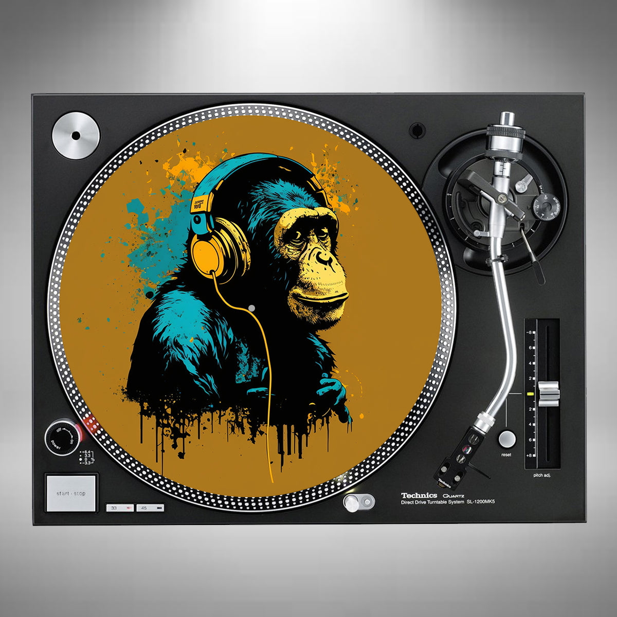 Chimpanzee Wearing Headphones Slipmats