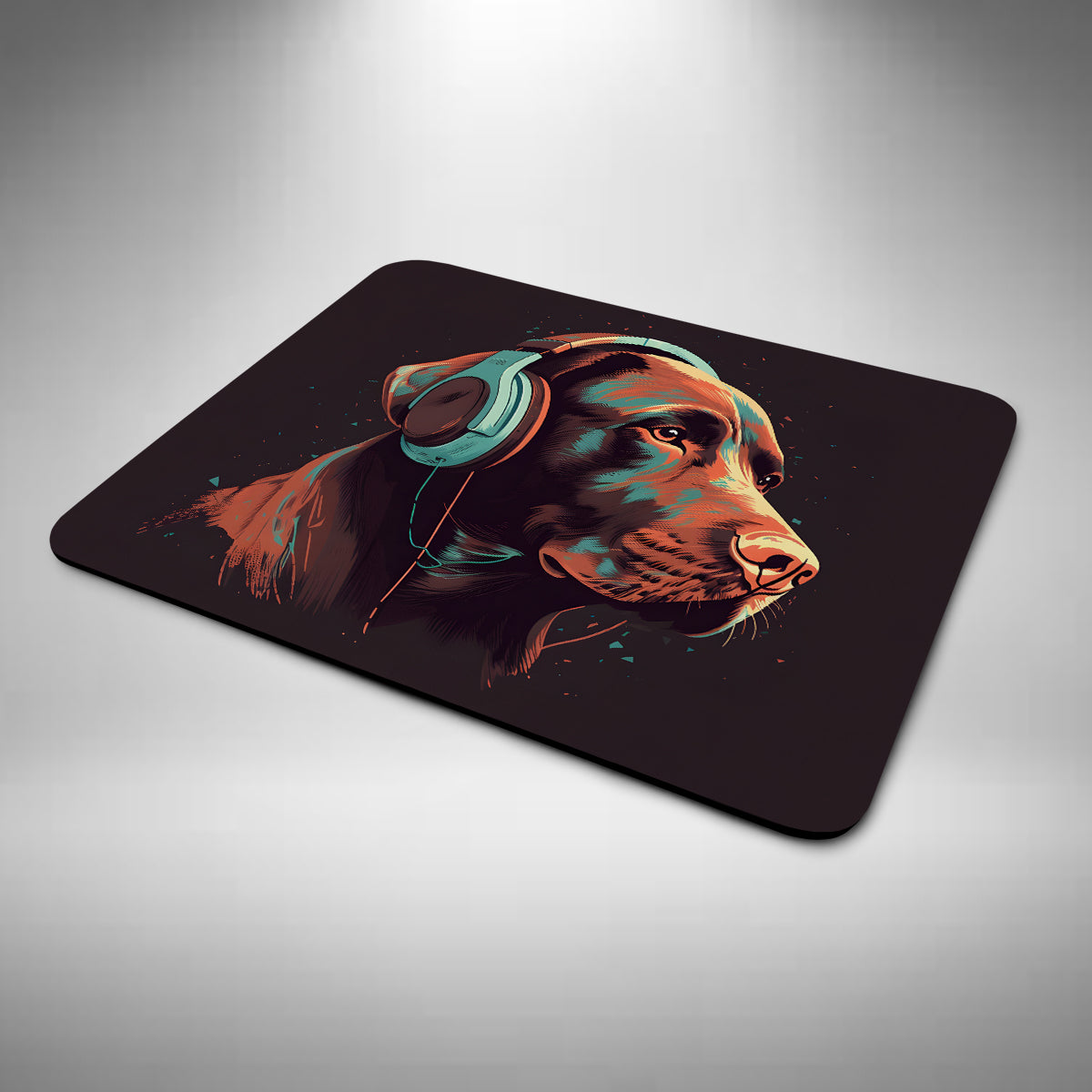 Chocolate Labrador Retriever Wearing Headphones Mouse Mat