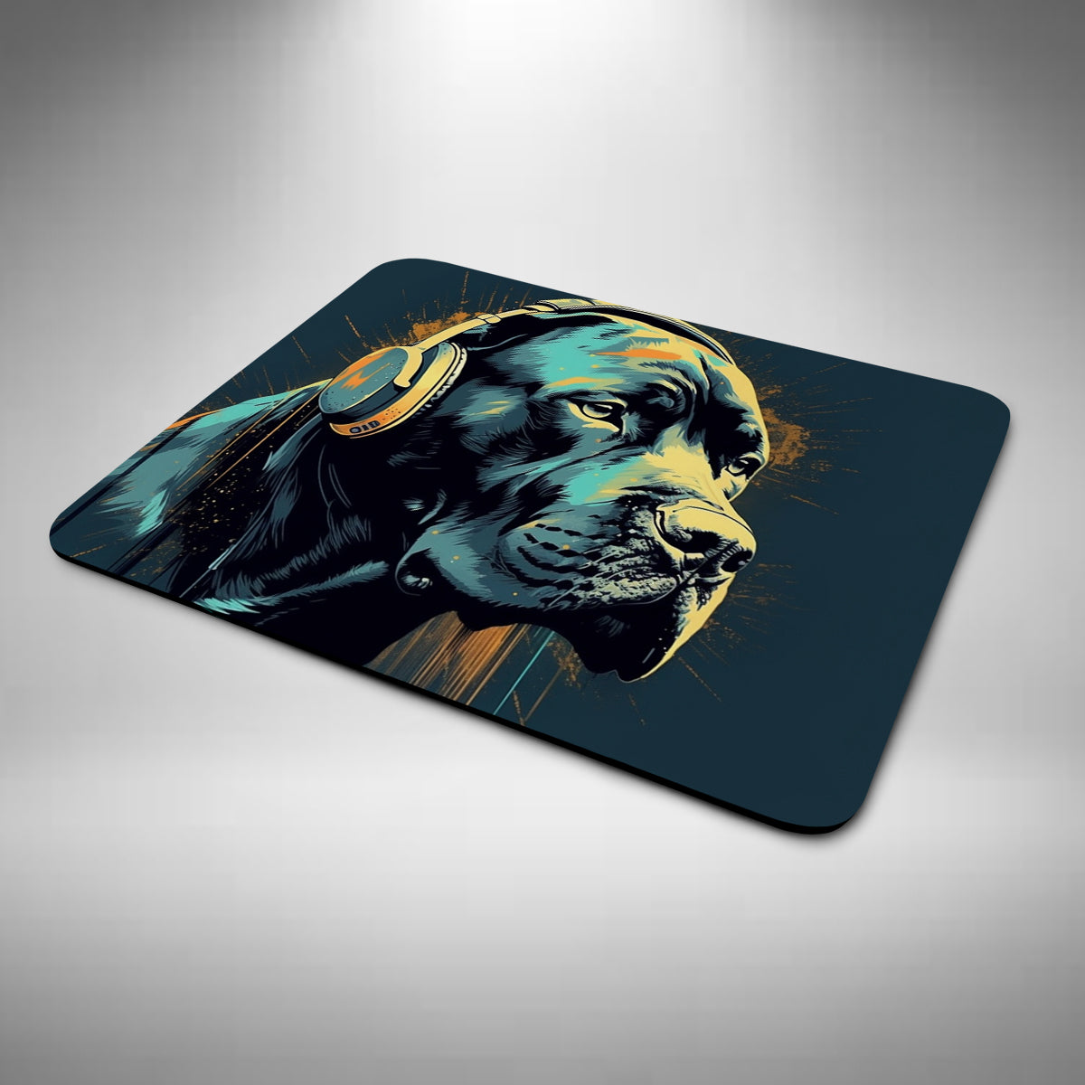 Cane Corso Wearing Headphones Mouse Mat