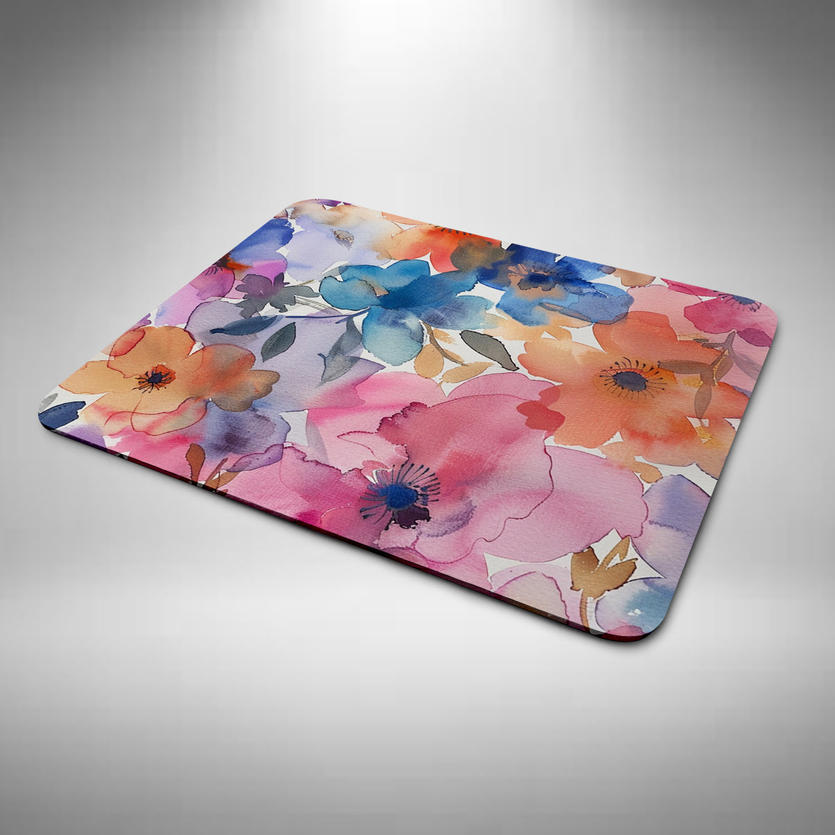 Flowers Mouse Mat Pink Orange and Blue