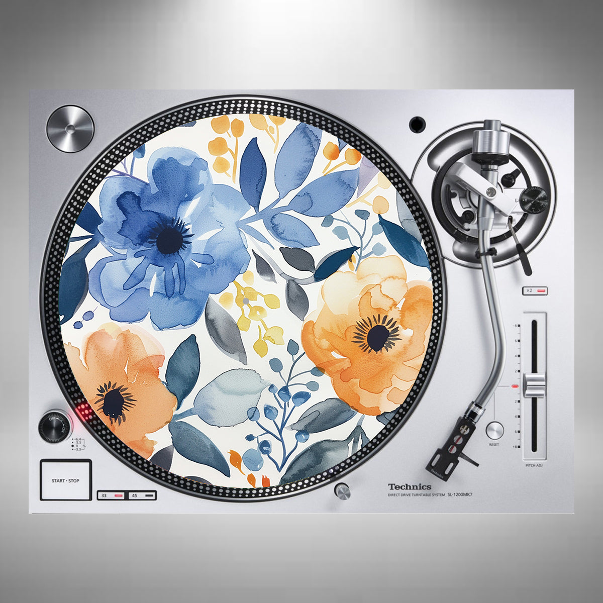 Flowers Slipmats Blue and Orange