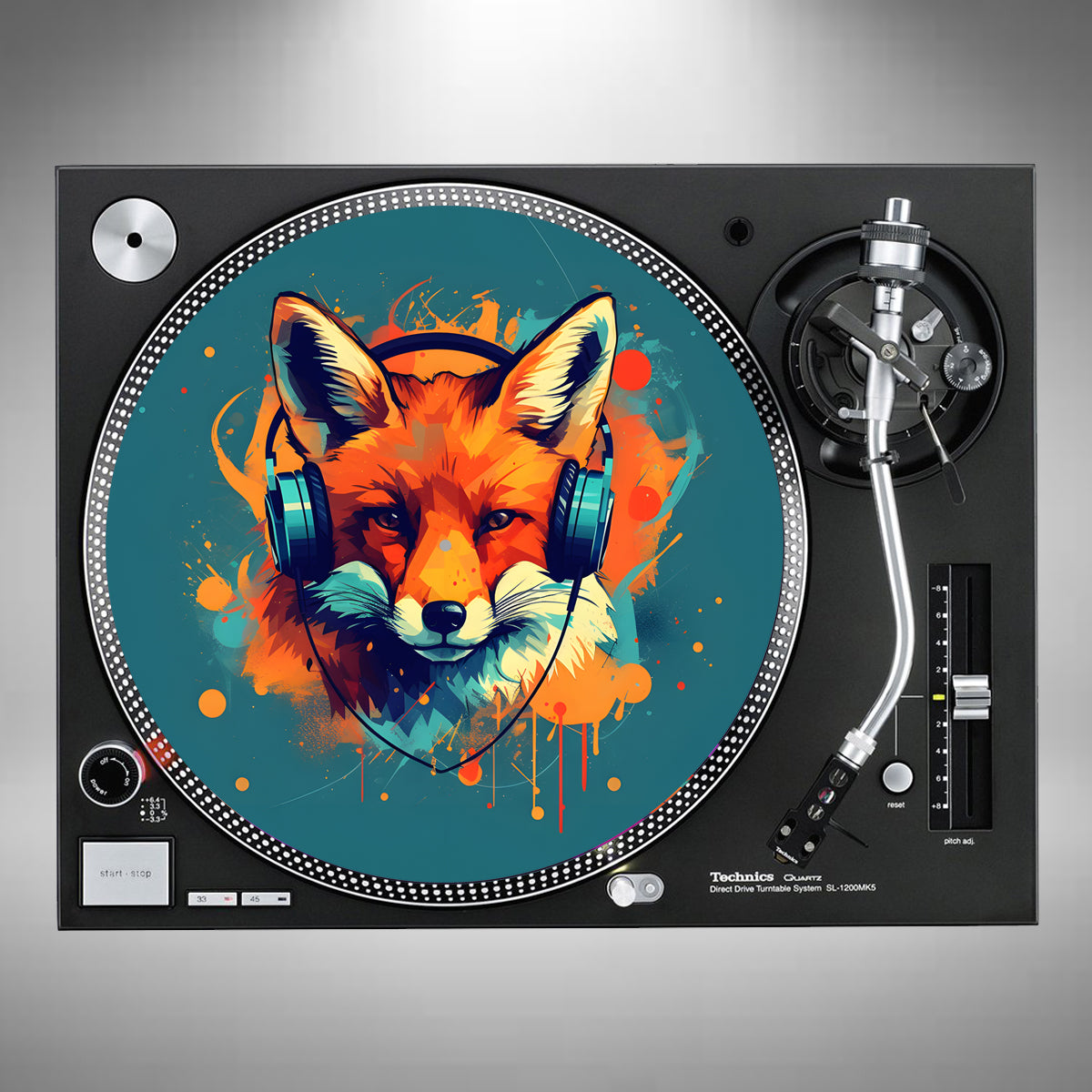 Fox Wearing Headphones Slipmats