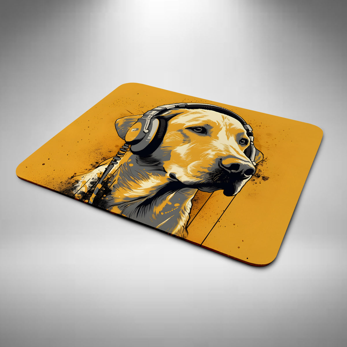 Golden Labrador Retriever Wearing Headphones Mouse Mat