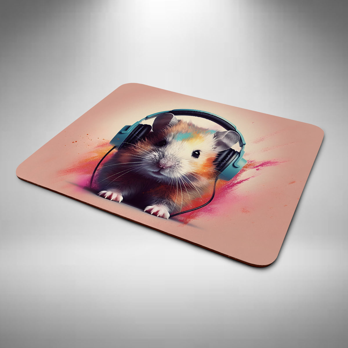 Hamster Wearing Headphones Mouse Mat