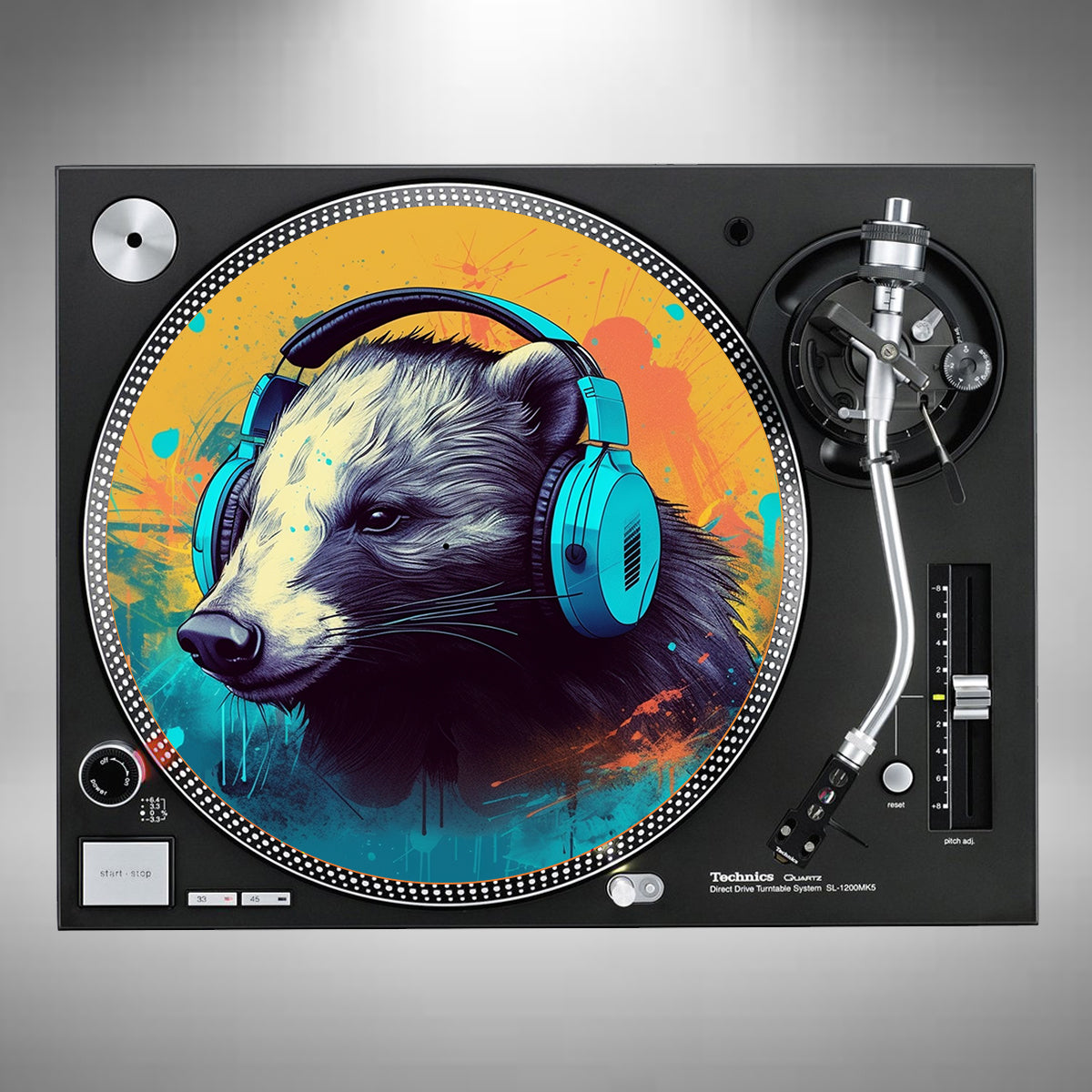 Badger Wearing Headphones Slipmats