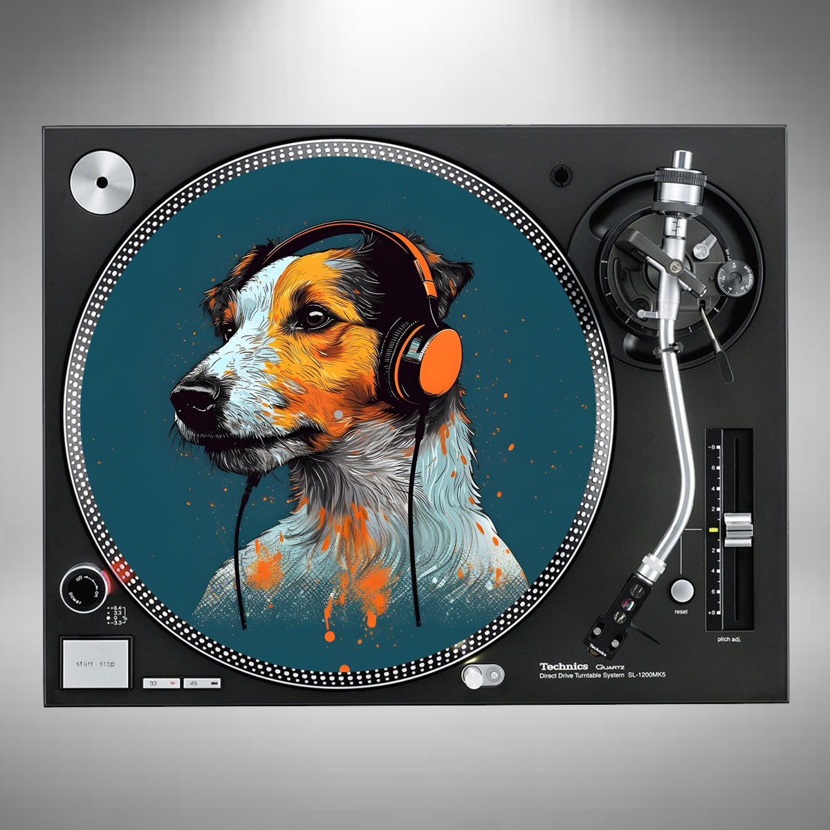 Jack Russell Wearing Headphones Slipmats