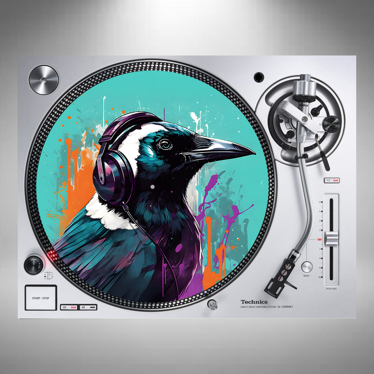 Magpie Wearing Headphones Slipmats