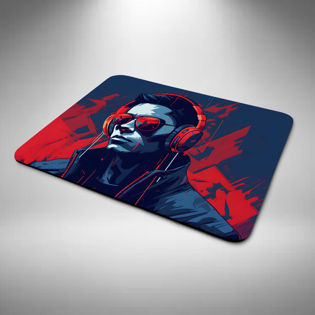 Male Vampire Wearing Headphones Mouse Mat