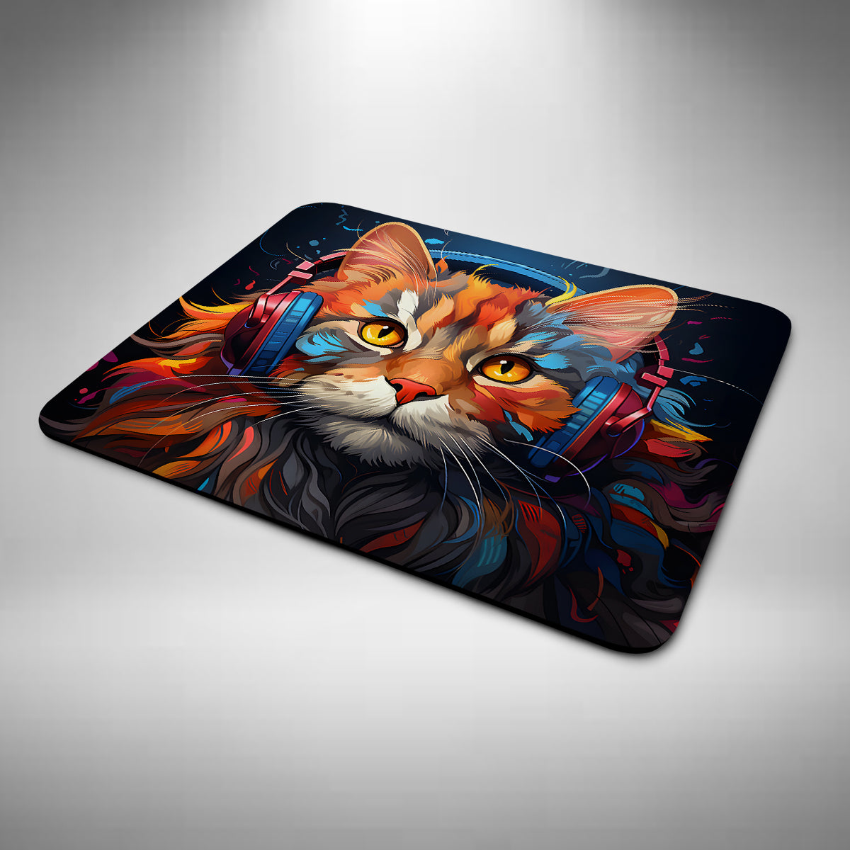 Cat Wearing Headphones Mouse Mat