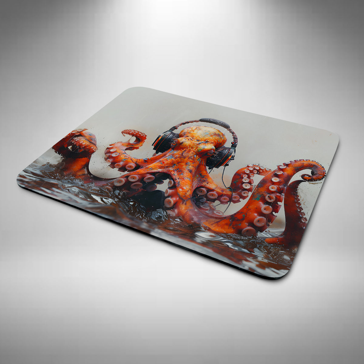 Octopus Wearing Headphones Mouse Mat