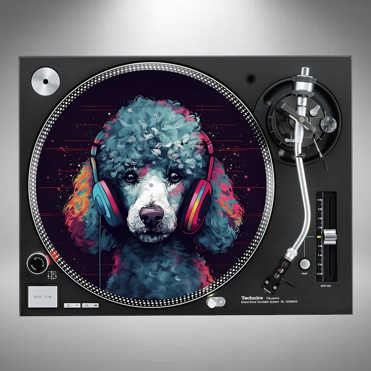 Poodle Wearing Headphones Slipmats