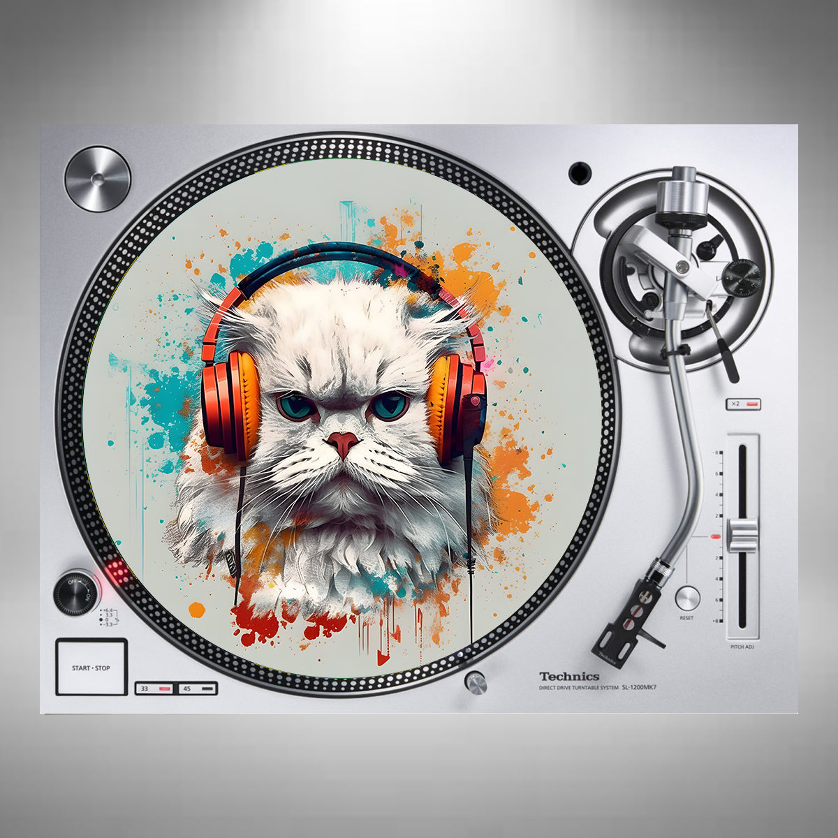 Persian Cat Wearing Headphones Slipmats