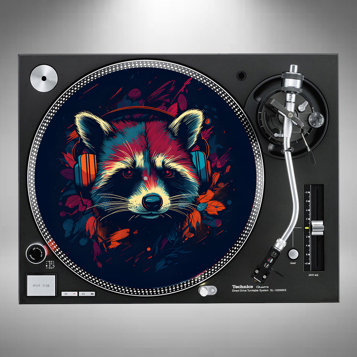 Raccoon Wearing Headphones Slipmats