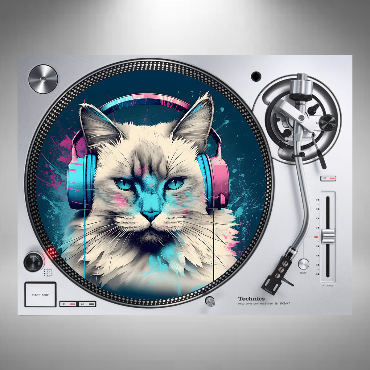 Ragdoll Cat Wearing Headphones Slipmats