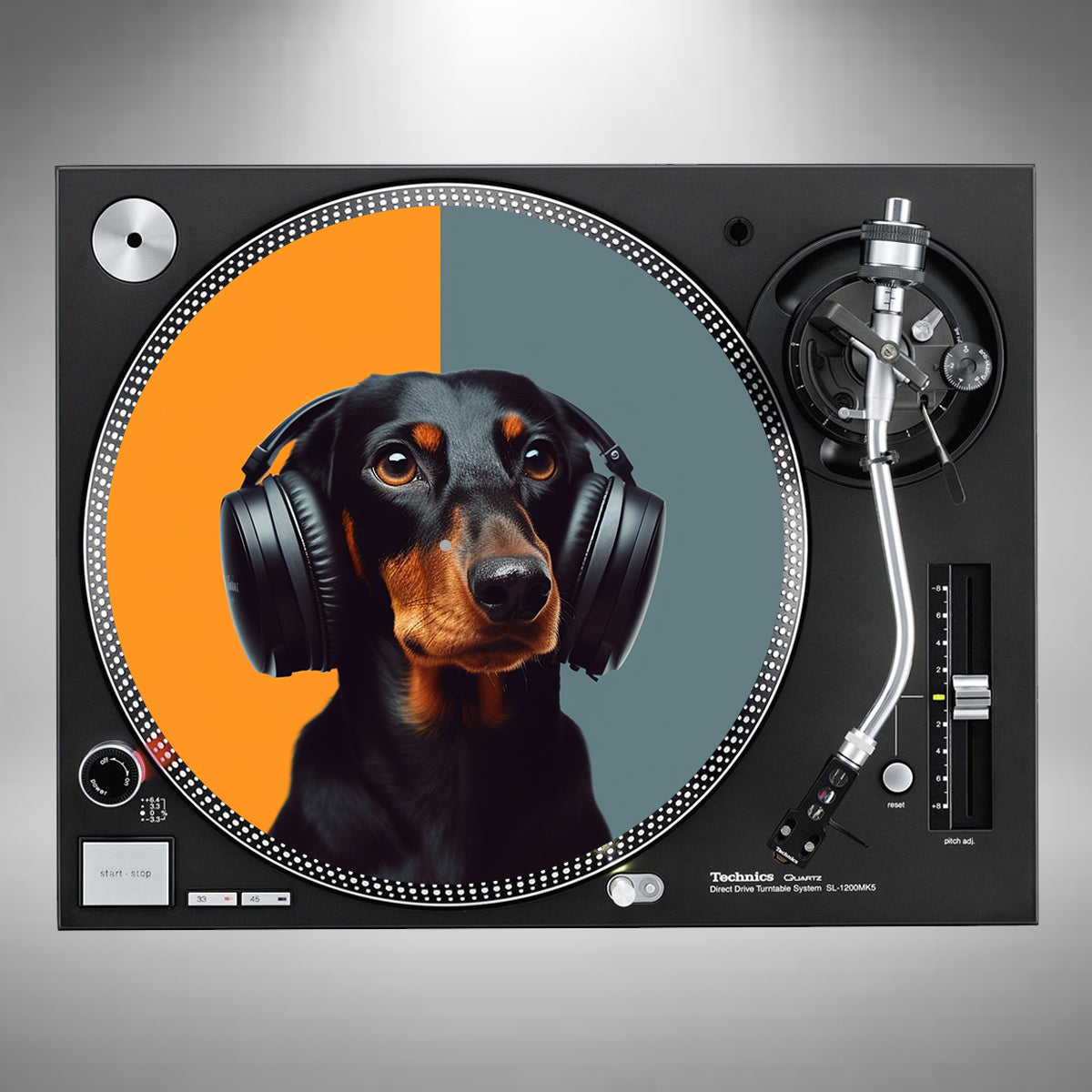 Dachshund Wearing Headphones Slipmats