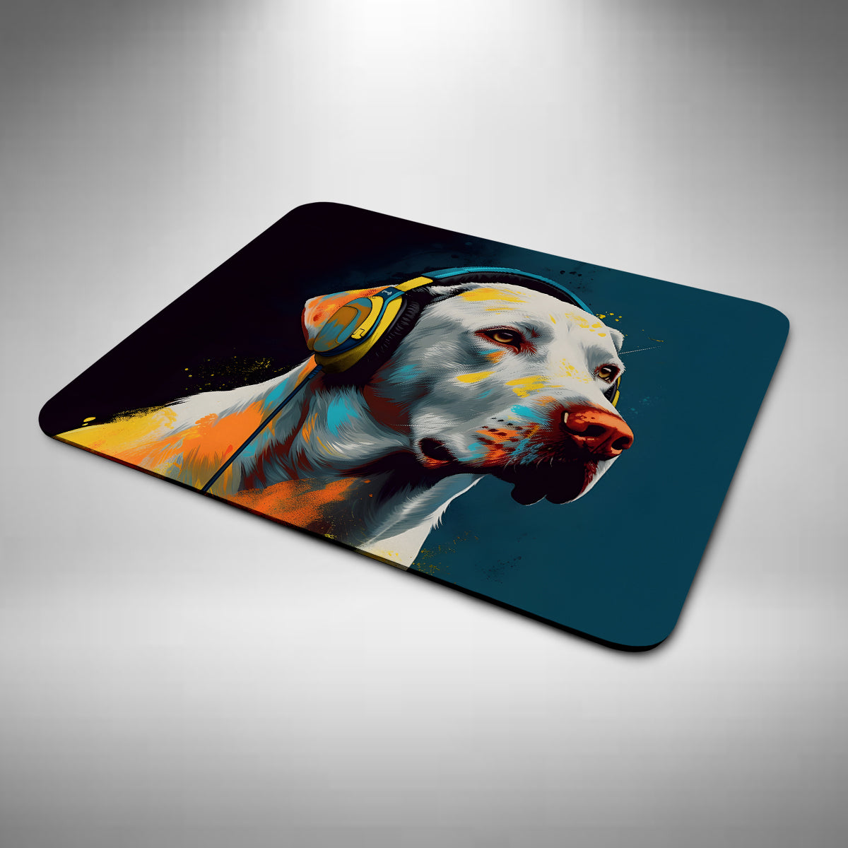 Silver Labrador Retriever Wearing Headphones Mouse Mat