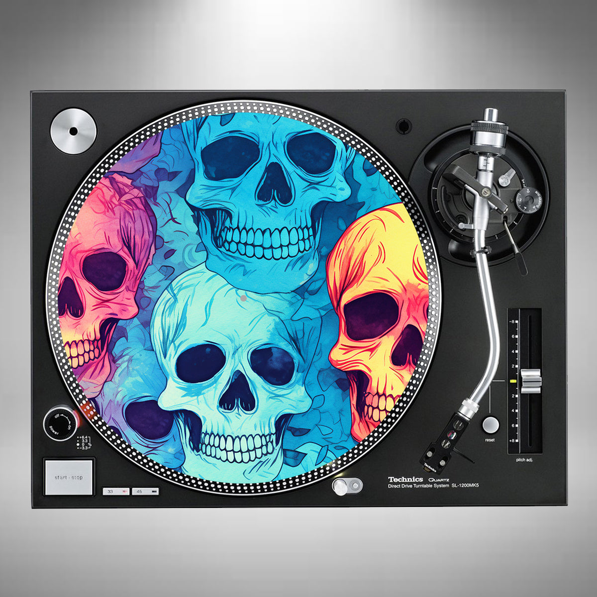 Skull Slipmats Blue Pink and Yellow