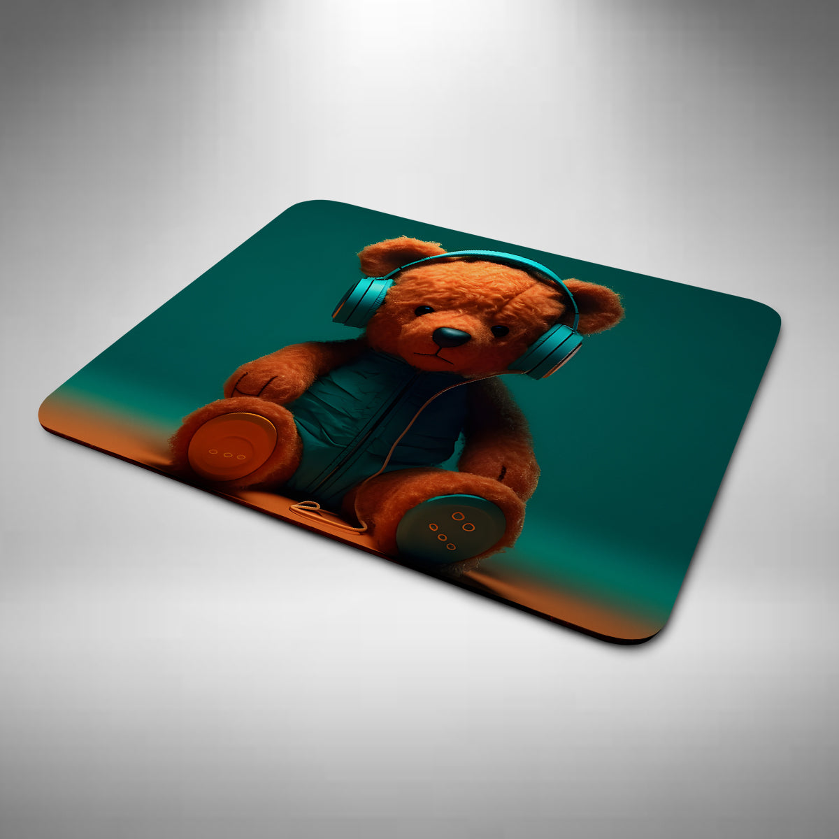 Teddy Bear Wearing Headphones Mouse Mat