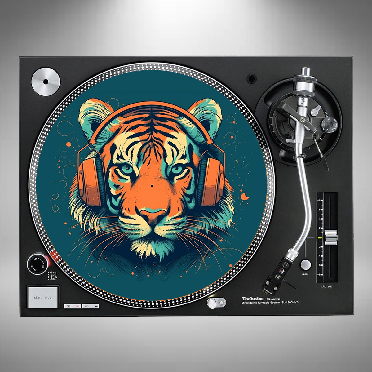 Tiger Wearing Headphones Slipmats