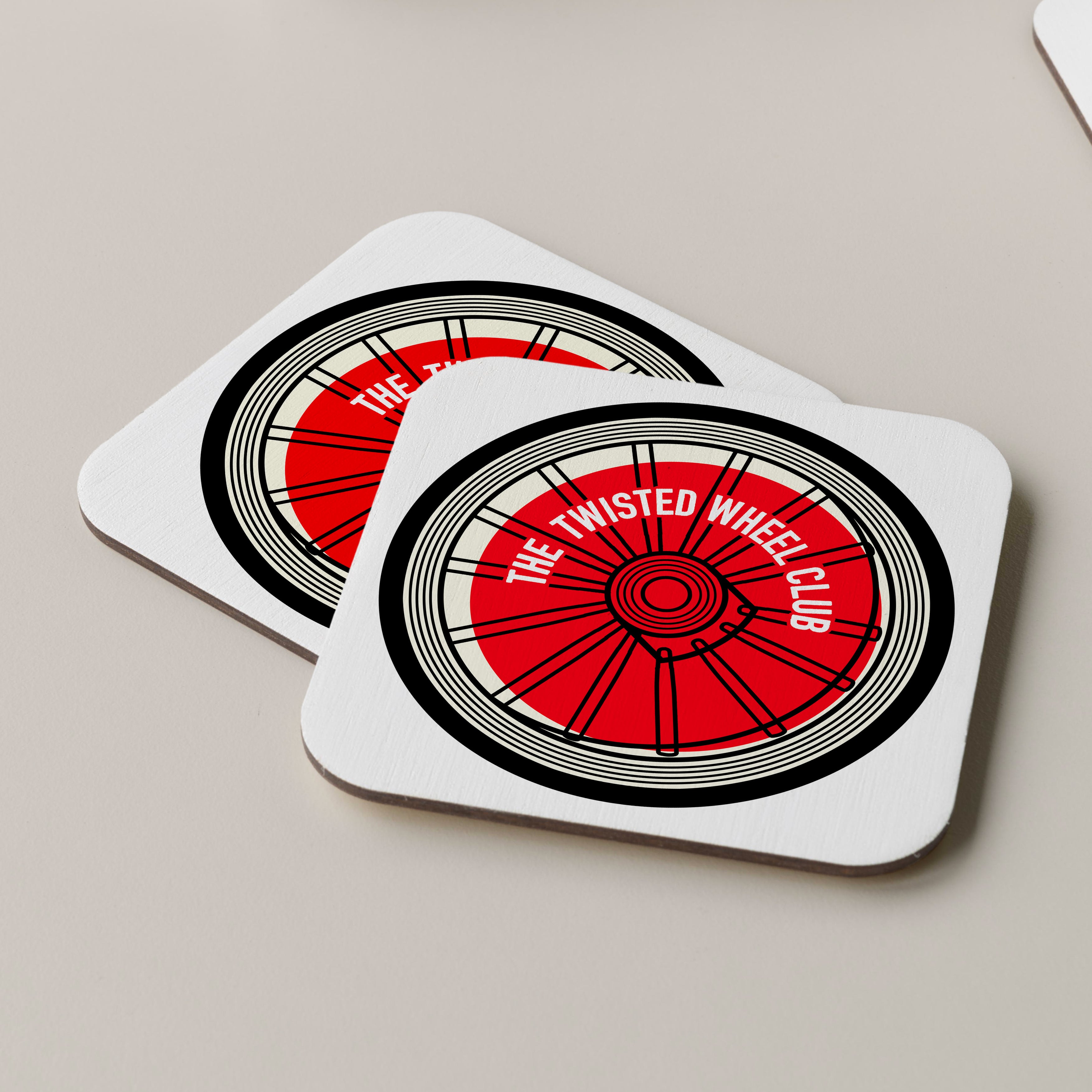 The Twisted Wheel Club Coasters Red