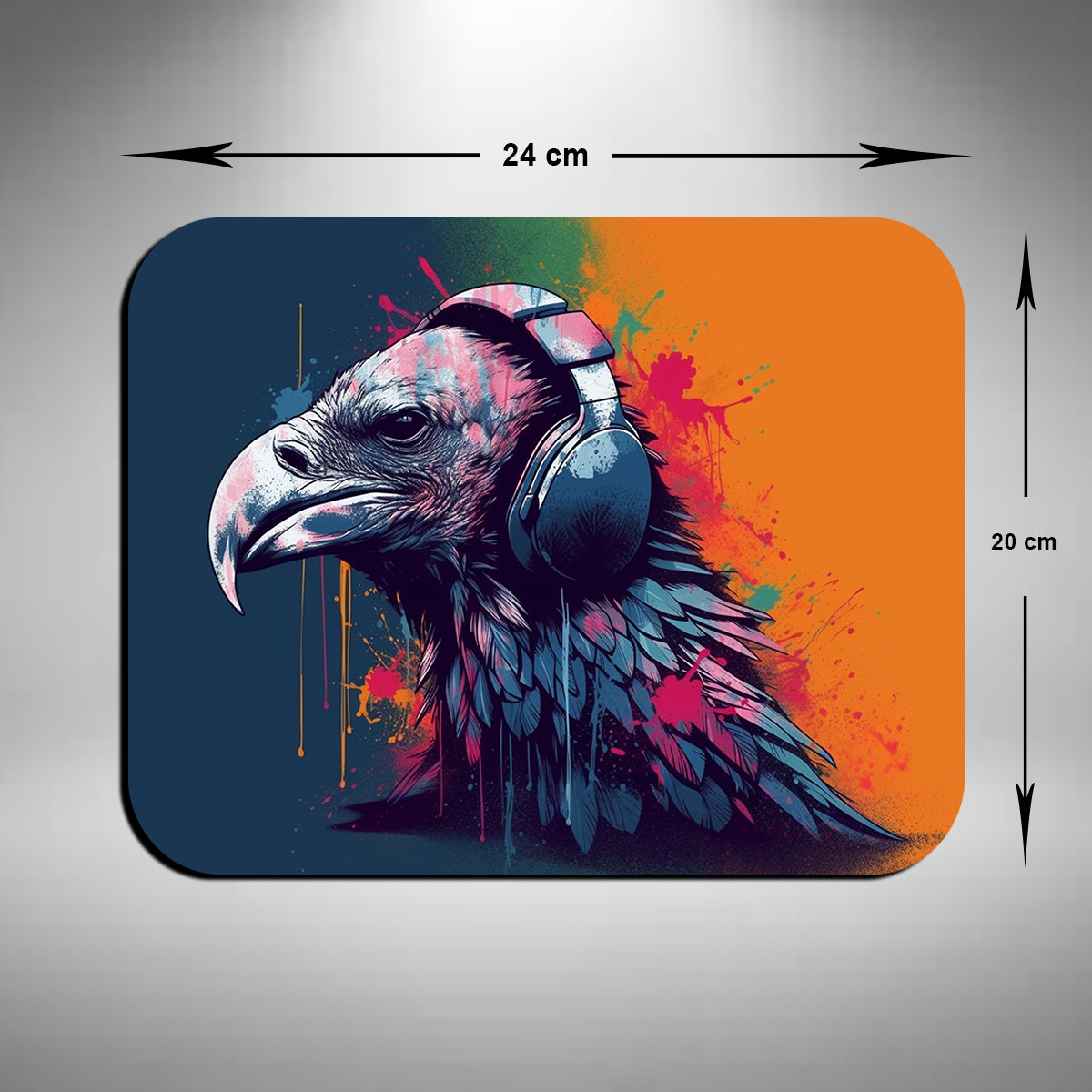 Vulture Wearing Headphones Mouse Mat
