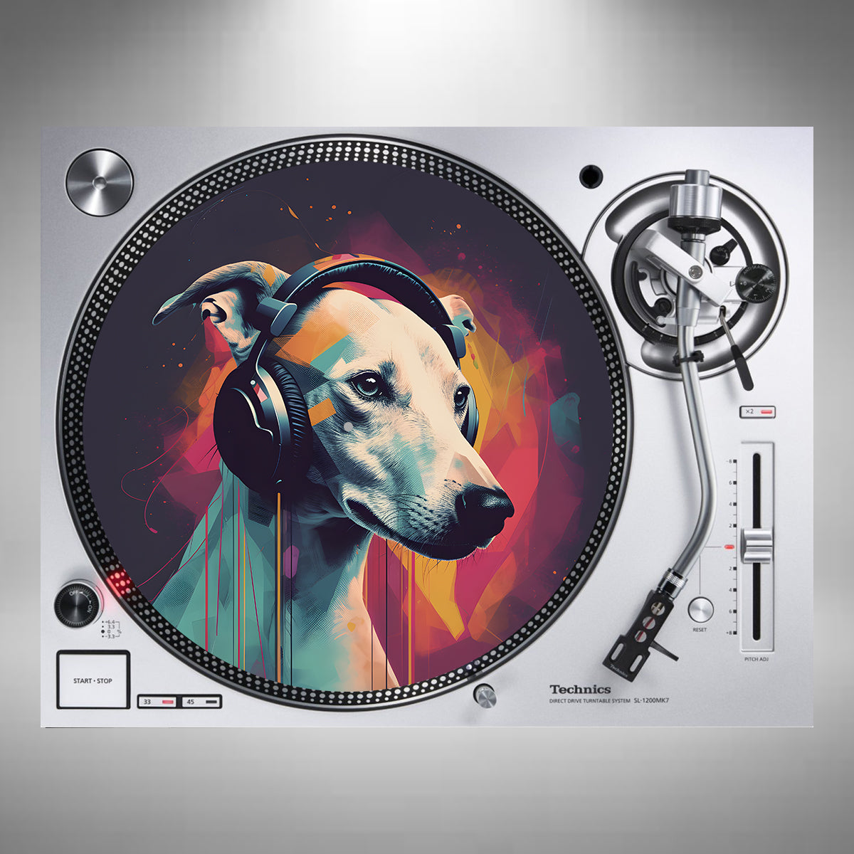Whippet Wearing Headphones Slipmats