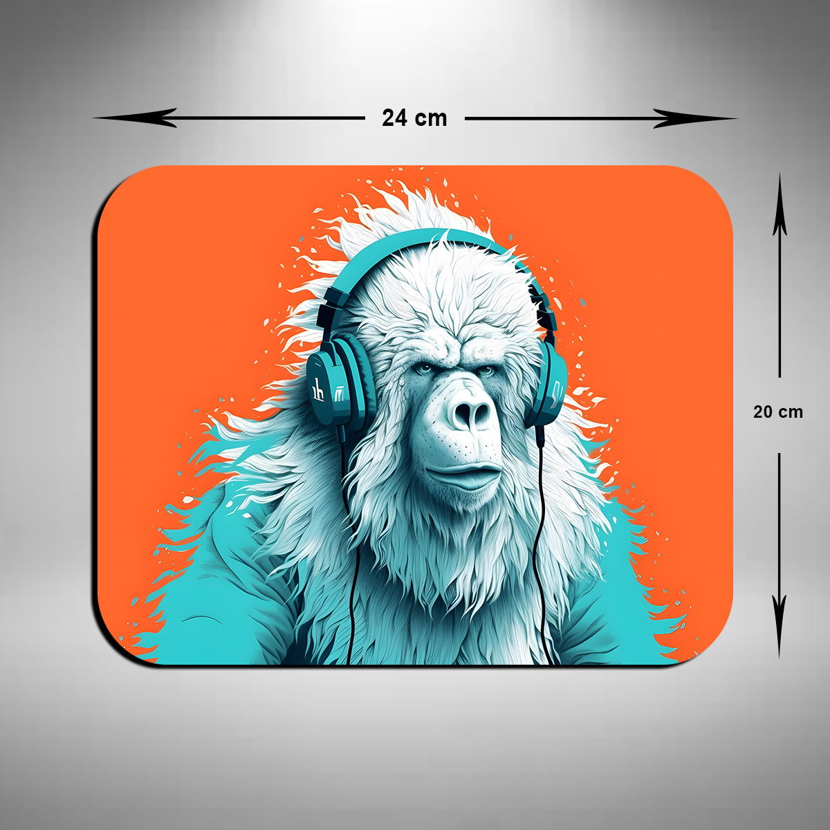 Yeti Wearing Headphones Mouse Mat