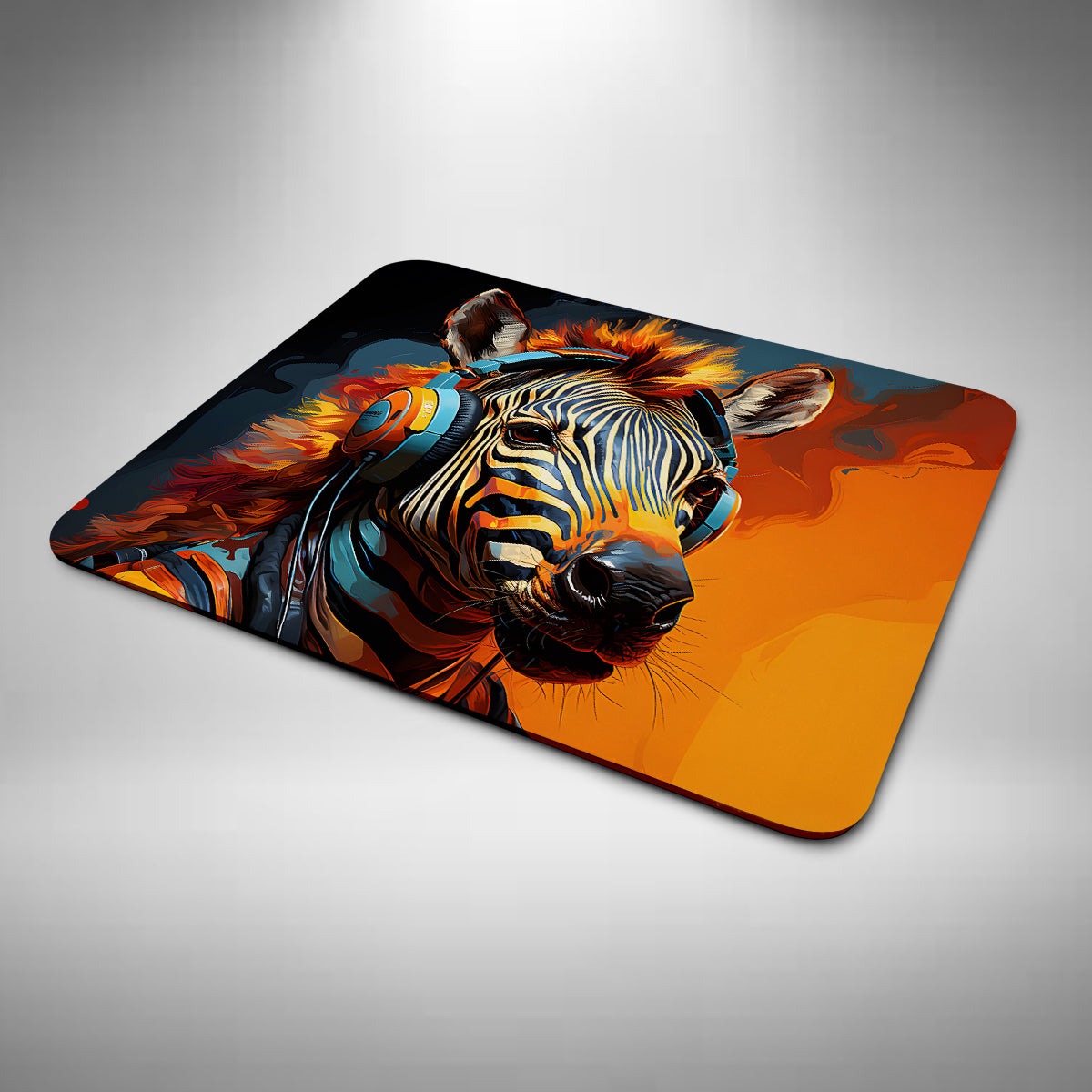 Zebra Wearing Headphones Mouse Mat
