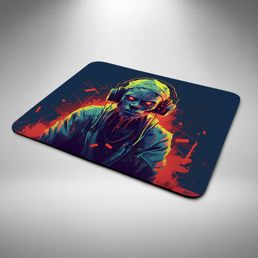 Zombie Wearing Headphones Mouse Mat