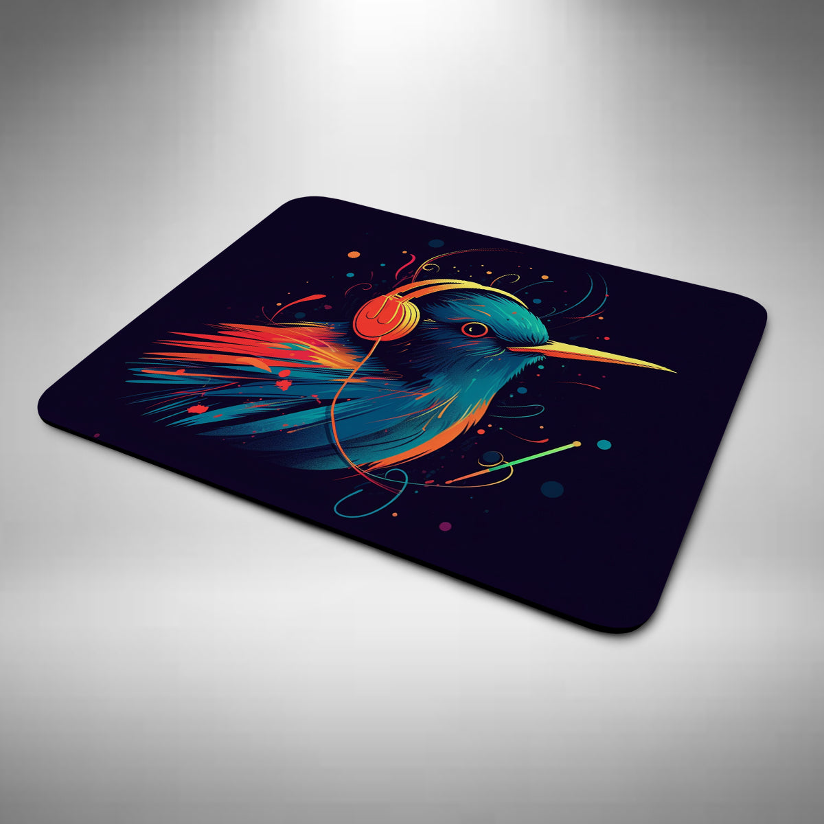 Bird Wearing Headphones Mouse Mat
