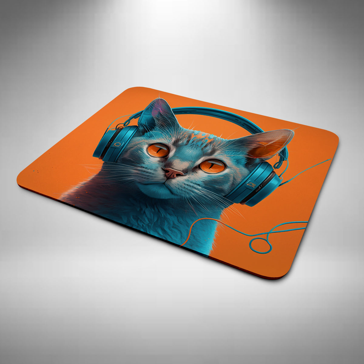 Cat Wearing Headphones Mouse Mat