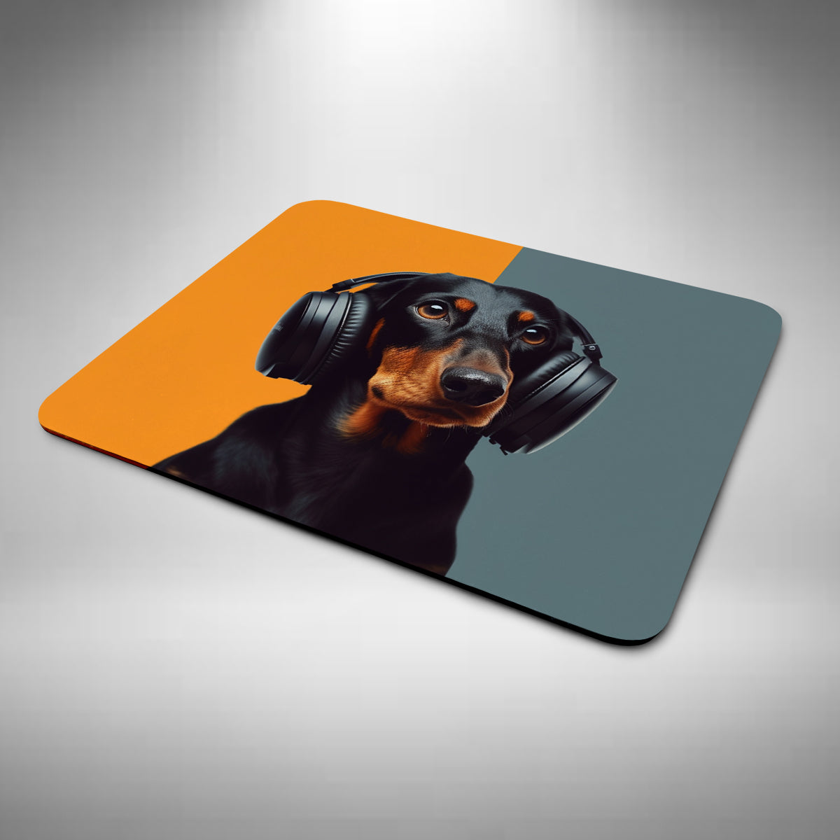 Dachshund Wearing Headphones Mouse Mat