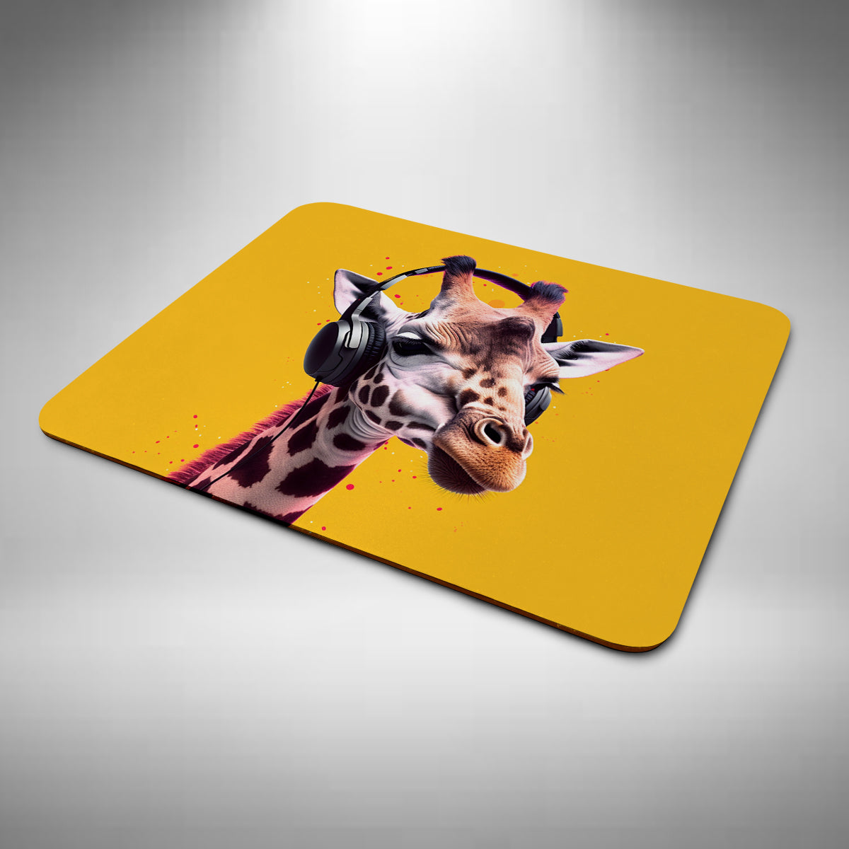 Giraffe Wearing Headphones Mouse Mat