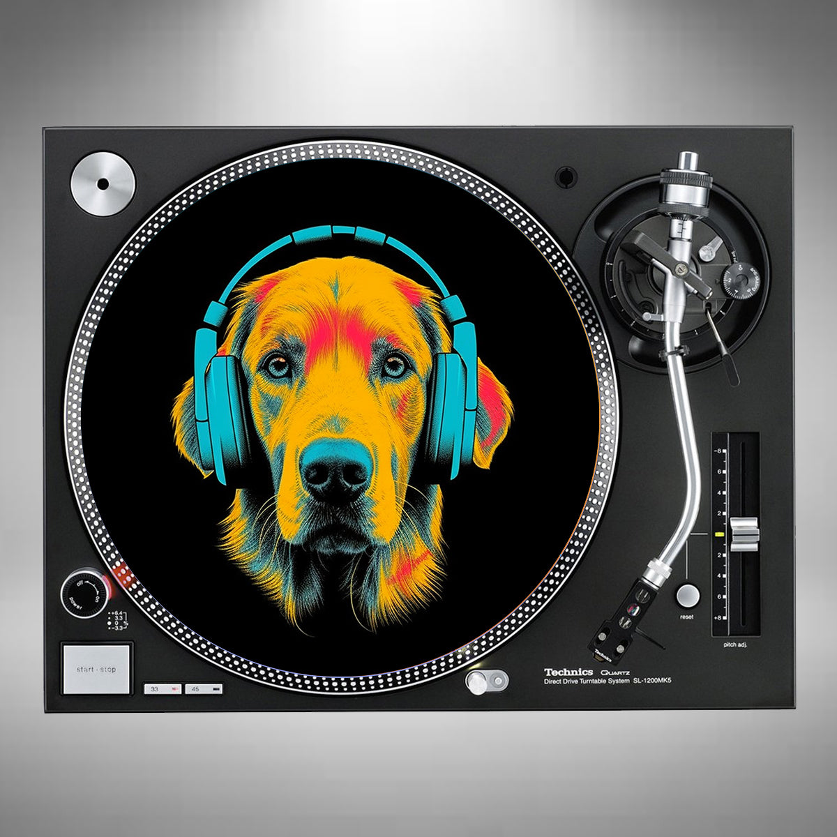 Golden Retriever Wearing Headphones Slipmats