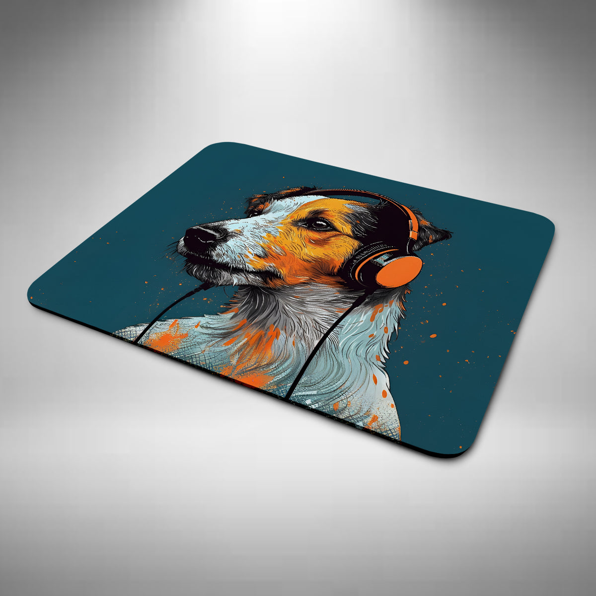 Jack Russell Wearing Headphones Mouse Mat