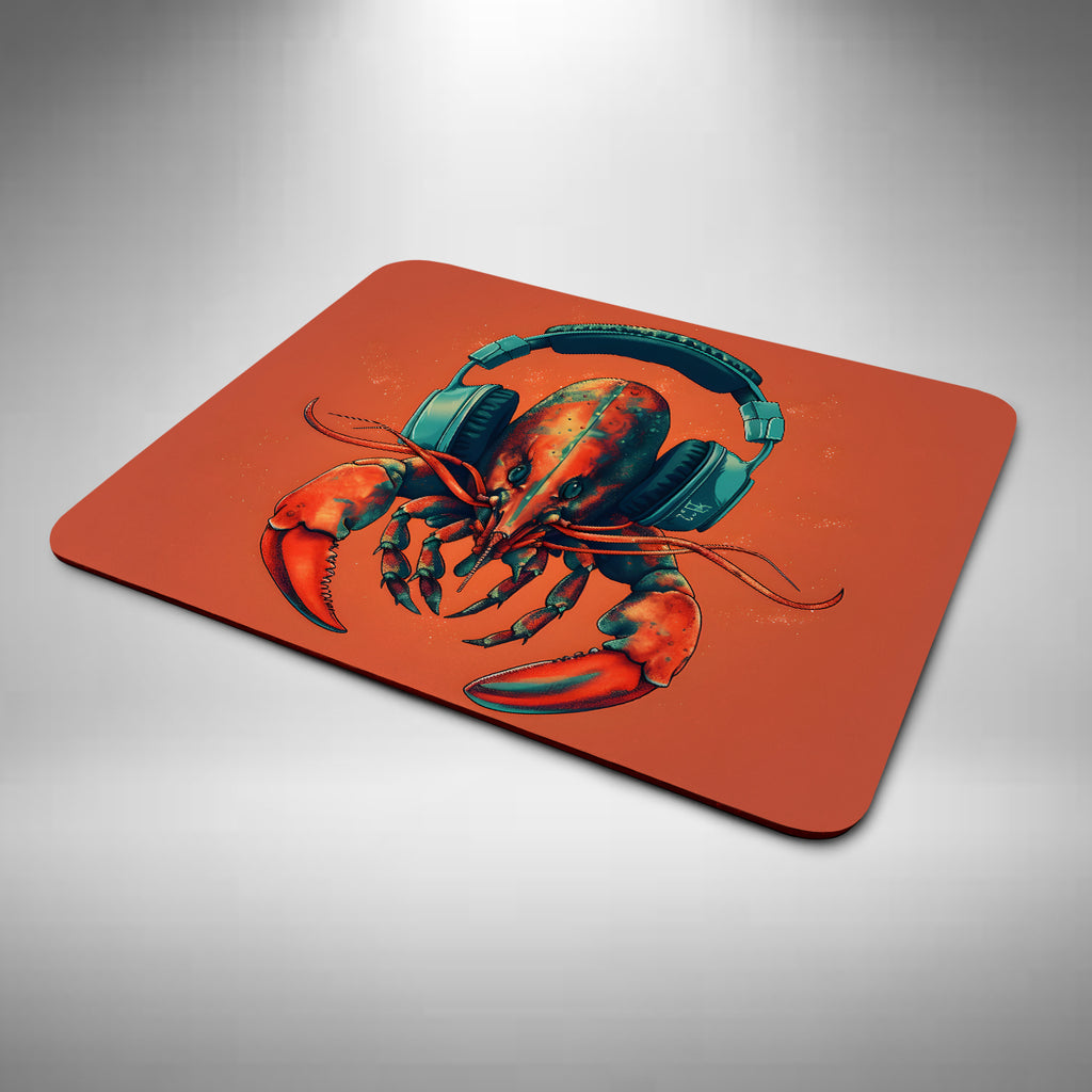 Lobster Wearing Headphones Mouse Mat