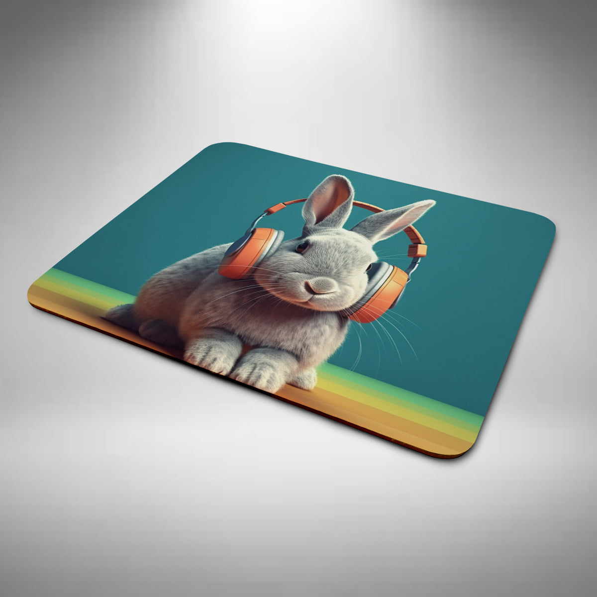 Rabbit Wearing Headphones Mouse Mat